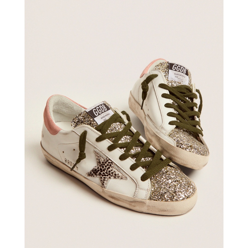 Golden Goose SUPER STAR CLASSIC-Size 39 GLITTER TOE LEATHER QUARTER PHYTON PRINT